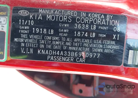 2011 Kia Rio Lx from USA, damaged, VIN KNADH4A33B6940977